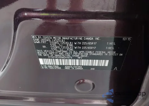 2016 Toyota Rav4 Le из США, поврежденный, VIN 2T3ZFREV0GW244879